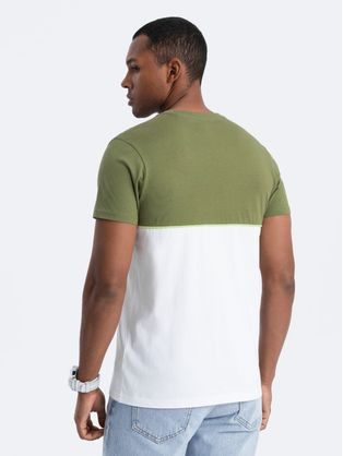 Zaujímavé tričko s ozdobným vreckom machové V5 TSPT-0154