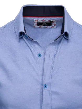 Bavlnená biela košeľa s modrým vzorom