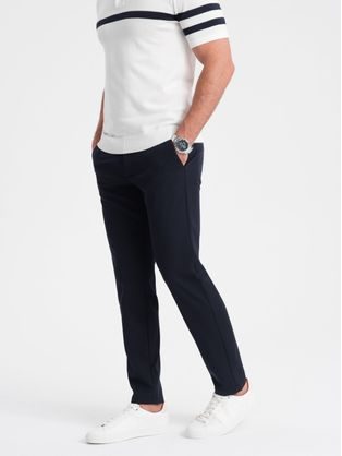 Elegantné granátové chinos nohavice klasického strihu V3 PACP-0191