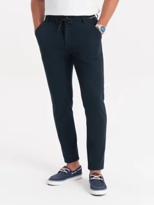 Trendy tmavo modré nohavice s pružným pásom V3 PACP-0116