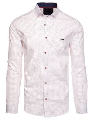 Trendy biela pánska košeľa so vzorom