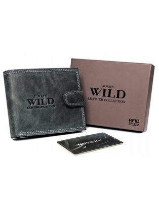Čierna kožená peňaženka s prackou Wild