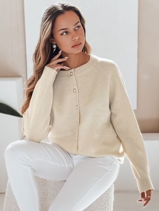 Jednofarebný ecru dámsky polorolák TARLENA