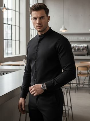 Elegantná čierna pánska košeľa