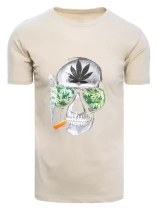 Moderné béžové tričko s lebkou