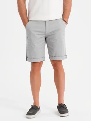 Pánske šedé chinos šortky s lemom V12 SRCS-0197