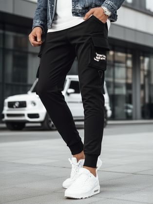 Originálne čierne pánske kapsáčové joggery