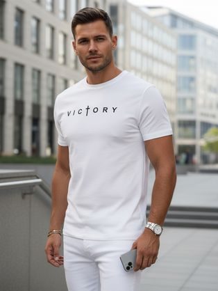 Jedinečné biele tričko s nápisom Victory