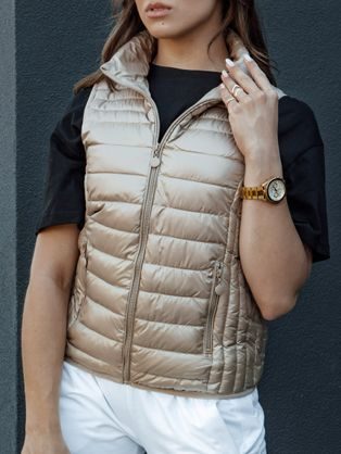Dámska kamelová prešívaná módna vesta Stylishz