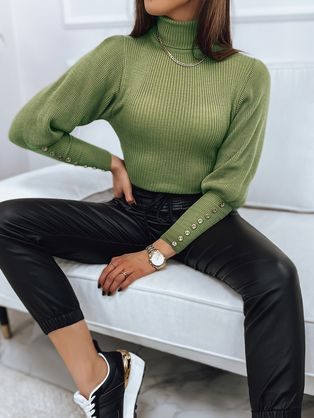 Olivový elegantný dámsky sveter Ingrida
