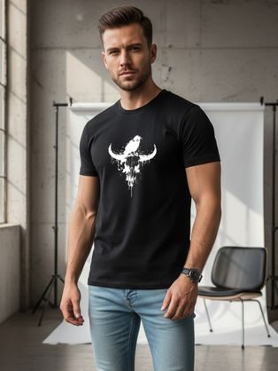 Čierne tričko s trendy potlačou