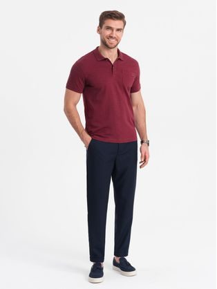 Trendy granátové chinos nohavice s elastickým pásom V3 PACP-0157