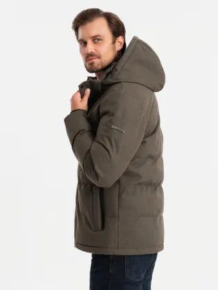 Elegantná prešívaná hnedá zimná bunda V2 JAHP-0195