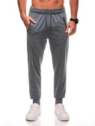 Pánske šedé tepláky s vreckami na zips P1500