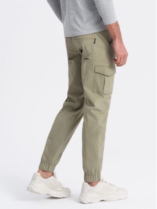 Pánske šedé chinos nohavice s elastickým pásom V1 PACP-0158