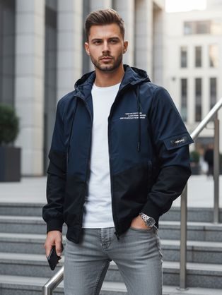 Trendy tmavo-modrá športová bunda