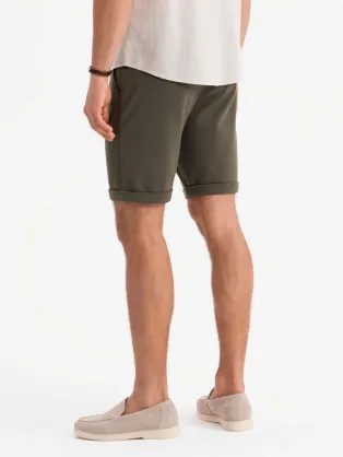 Pánske béžové chinos šortky s lemom V11 SRCS-0197