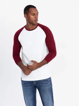 Trendy bielo-bordové pánske tričko V2 LSCL-0105
