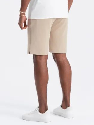 Pánske béžové chinos šortky s lemom V11 SRCS-0197