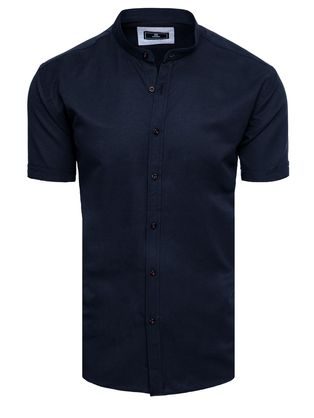 Senzačná tmavo modrá pánska košeľa s krátkym rukávom