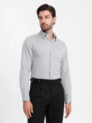 Módna šedá slim-fit košeľa V2 SHCS-0175
