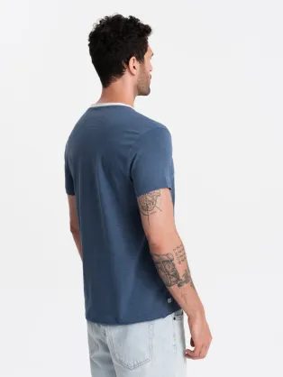 Trendy tmavo modré tričko bez potlače V3 TSCT-22SS-004