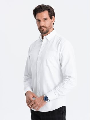 Elegantná biela košeľa oxford V1 OM0108