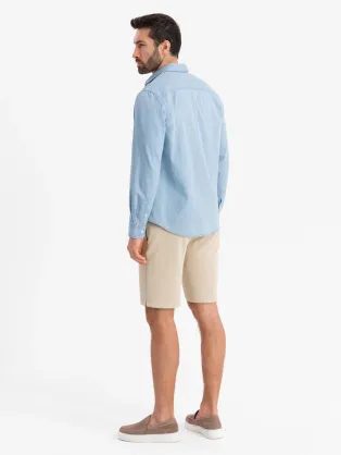 Pánske béžové chinos šortky s lemom V11 SRCS-0197