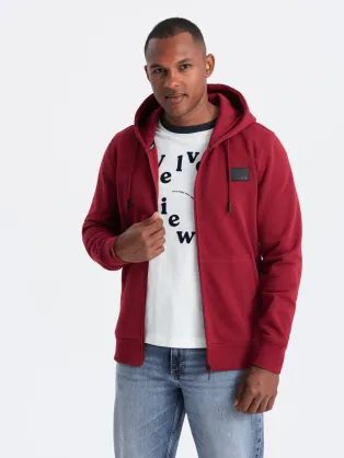 Moderná červená mikina na zips V3 SSZP-0140