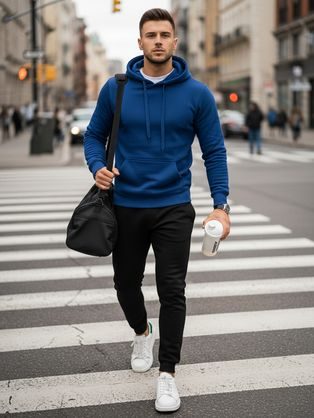 Pohodlná modro-čierna tepláková súprava