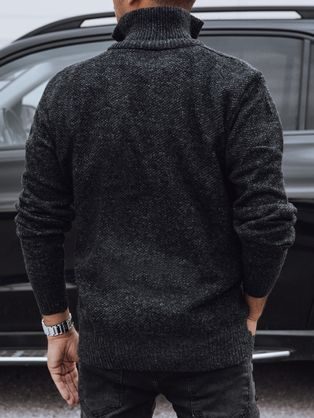 Elegantný pánsky sveter v čiernej farbe na zips