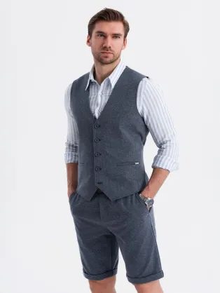 Tmavomodrá elegantná súprava (vesta+ kraťasy) V1 Z112