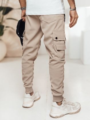 Trendy béžové pánske kapsáčové joggery UP