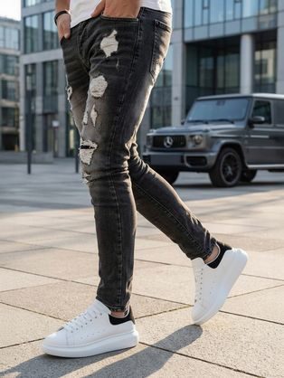 Trendy grafitové pánske rifle v jedinečnom prevedení