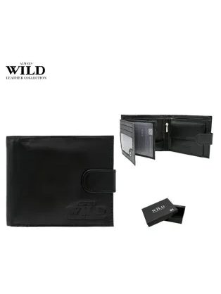 Čierna kožená pánska peňaženka s prackou