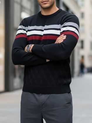 Moderný čierny pánsky sveter so zipsom