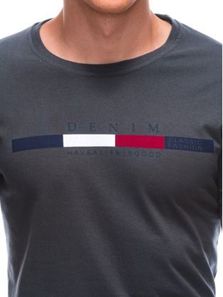 Tmavošedé tričko s nápisom Denim S1791