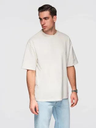 Ecru tričko voľného strihu V2 TSBC-0267