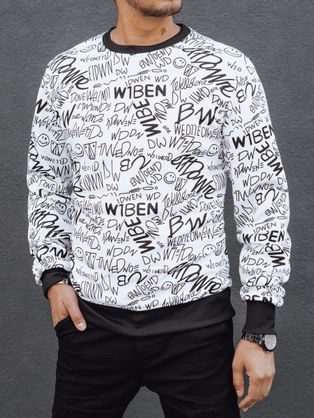 Trendy biela pánska mikina s nápismi