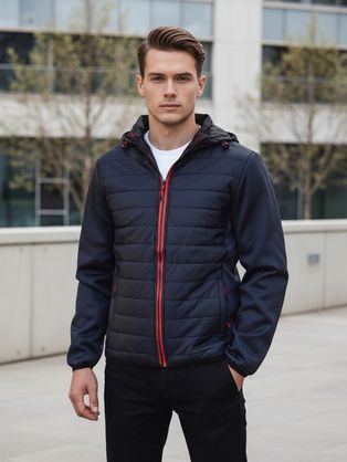 Zaujímavá pánska prechodná bunda s prešívaním modrá