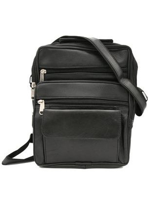 Moderná kožená taška Peterson v čiernej farbe