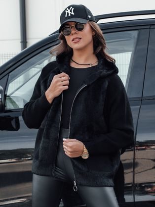 Dámska jedinečná čierna alpaka bunda Katherine