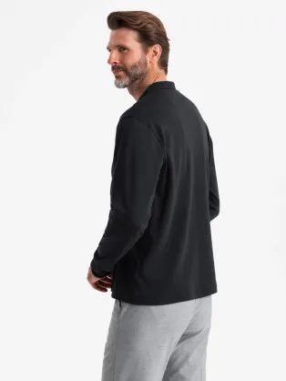 Pánska čierna polokošeľa na zips V8 POLS-0130