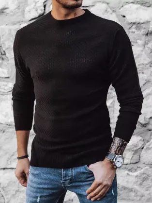 Štýlový pletený čierny sveter