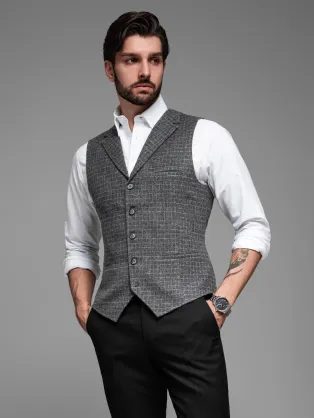 Elegantná čierna jedinečná vesta V3 BLZV-0110