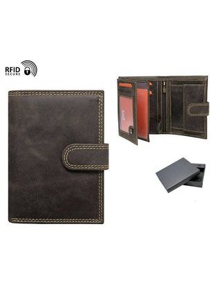 Hnedá kožená peňaženka na výšku s prackou