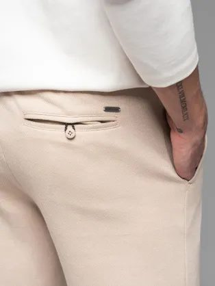 Pánske béžové chinos šortky s lemom V11 SRCS-0197