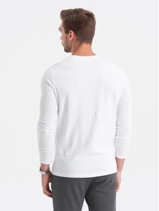 Pohodlné biele tričko s dlhým rukávom V5-L156