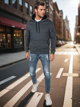 Jedinečná čierna pánska mikina moderného vzhľadu