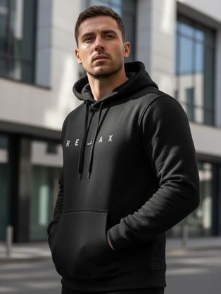 Jedinečná čierna pánska mikina moderného vzhľadu